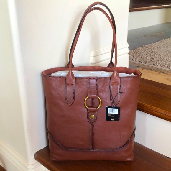 Frye leather ring tote cognac Clearance